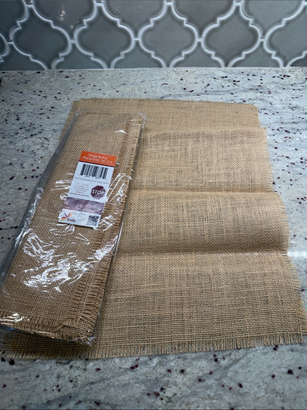 Burlap Placemat Set - Natural Tan~ Set of 4